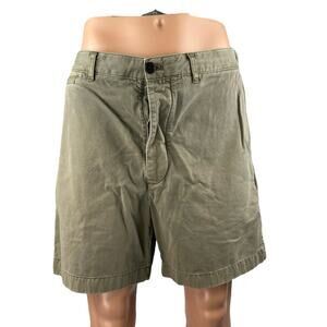 Alex Mill Men's Olive Green High Waist Straight Leg Chino Khaki Shorts Size 36